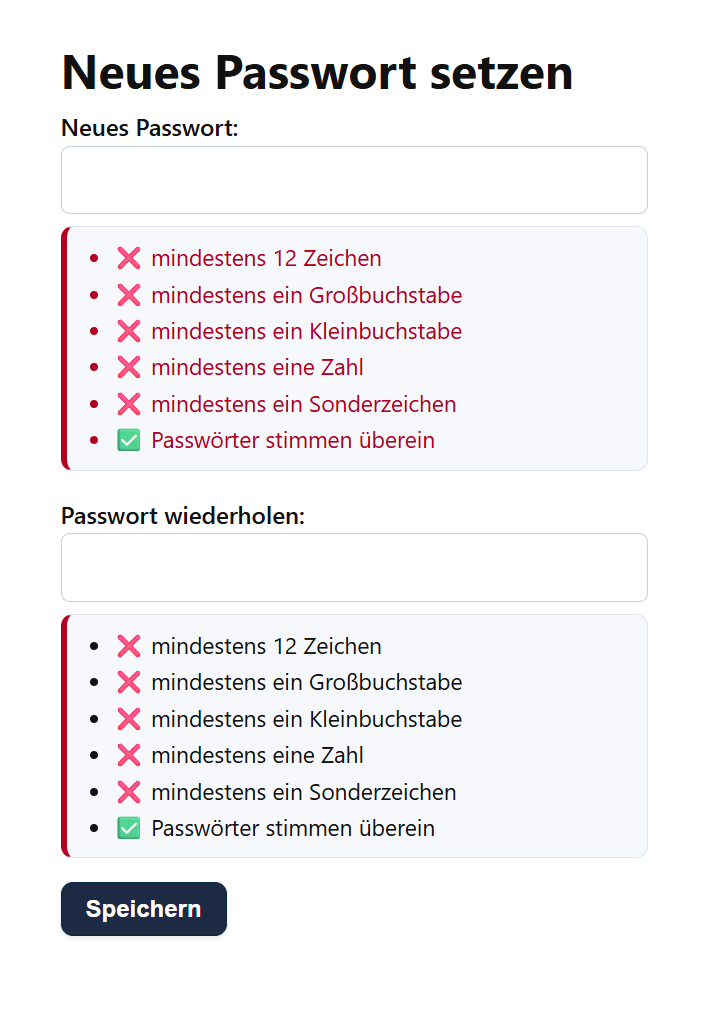 Vergabe eines sicheren Login-Passworts